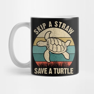 Skip a Straw Save a Turtle for Earthday - Vintage Retro Design T Shirt 3 Mug